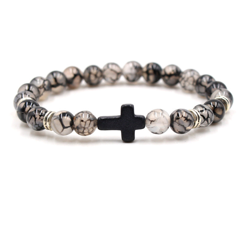 Multi-Color Beaded Cross Bracelet