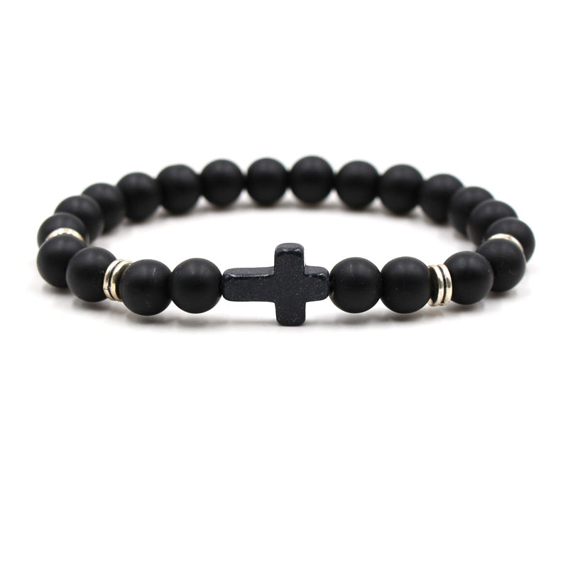 Multi-Color Beaded Cross Bracelet