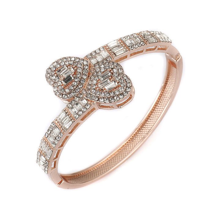 Double-Heart Full-Diamond Multi-Color Bangle (Gold/Rose Gold/Silver Version)