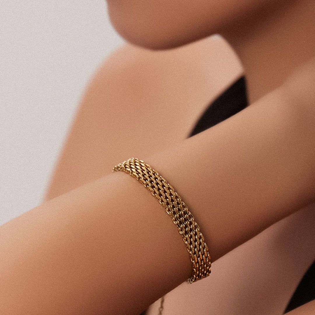 Gilded Weave Two-Tone Braided Texture Bracelet