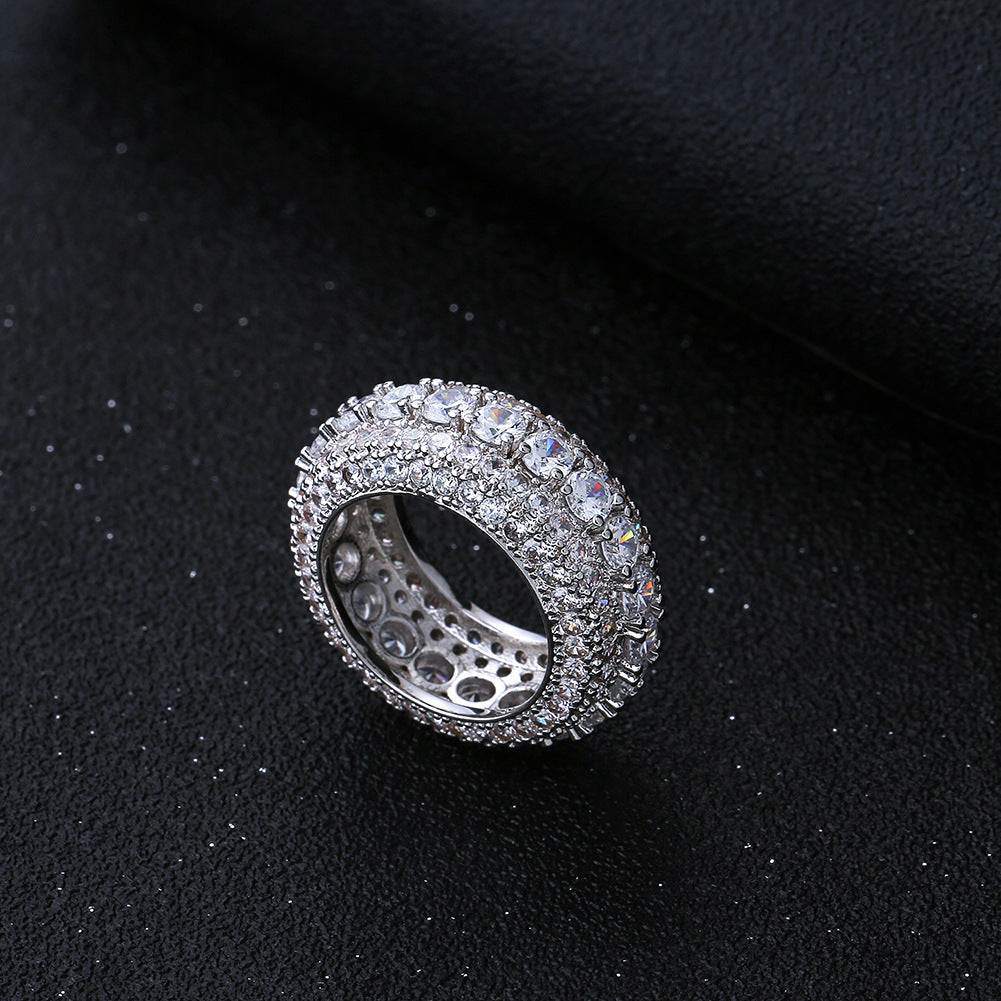 Brilliant Multi-Diamond Splicing Wide-Band Ring (Gold/Silver Version)