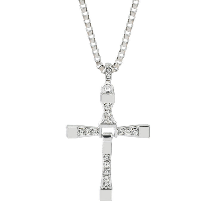 Luxurious Diamond-Inlaid Cross Necklace