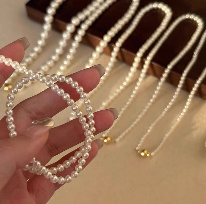 18K Gold Multi-Size Full Pearl Clasp Freshwater Pearl Choker