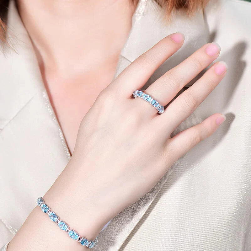 Full Diamond Navy Blue Ring