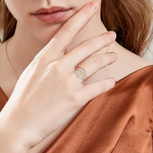 925 Silver Light Luxury Niche Two-Tone Witch Knot Full-Diamond Ring