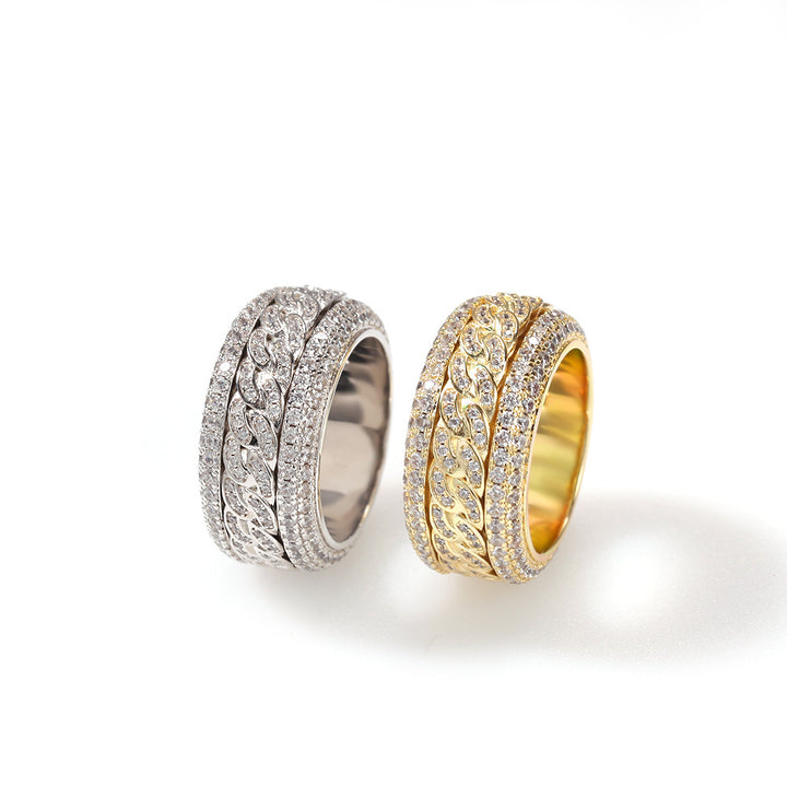 Light luxury full diamond carved ring (silver/gold dual color version)