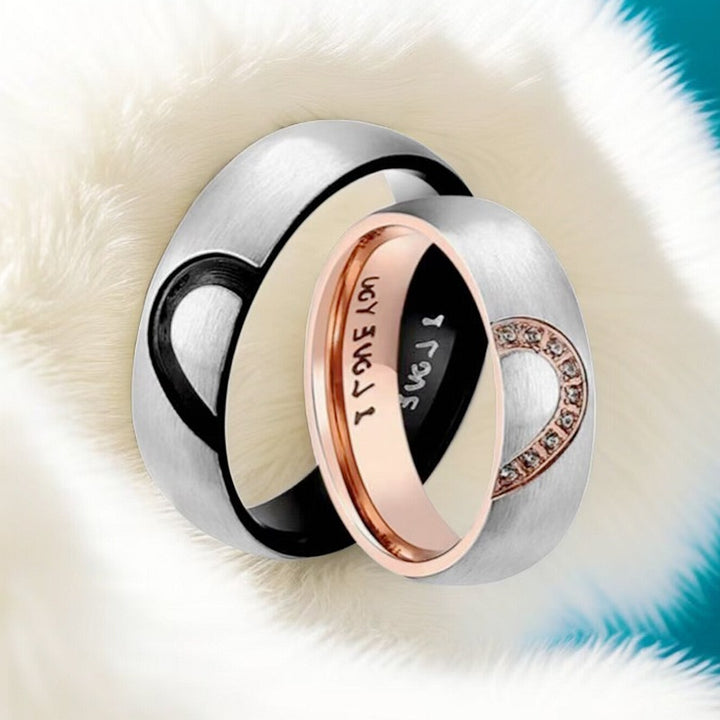 18k Gold Light Luxury Niche Two-Tone Diamond-Studded Hidden Engraving Couple Rings
