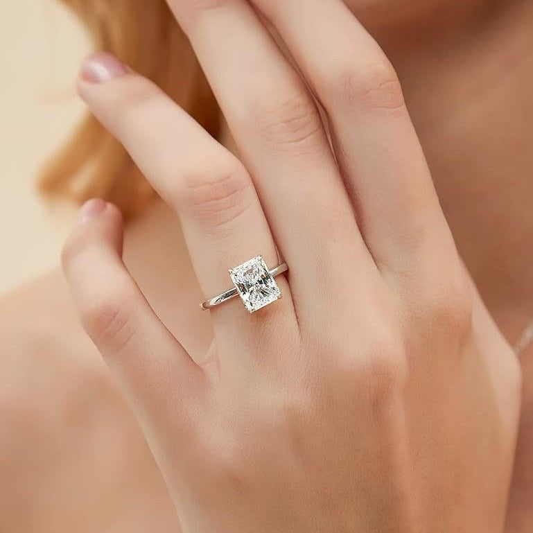 Light Luxury Square Center Stone Ring - Gold/Silver Two-Color Women's Engagement Diamond Ring