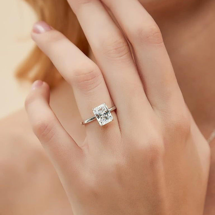 Light Luxury Square Center Stone Ring - Gold/Silver Two-Color Women's Engagement Diamond Ring
