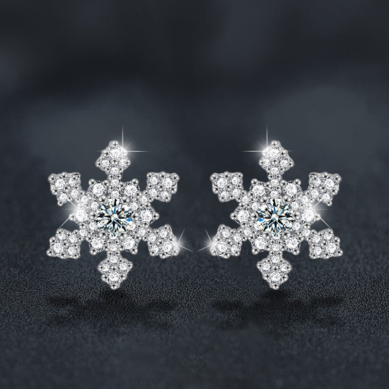 Snowflake Moissanite Stud Earrings | 925 Sterling Silver