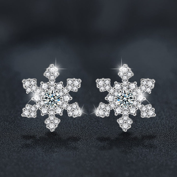 Snowflake Moissanite Stud Earrings | 925 Sterling Silver