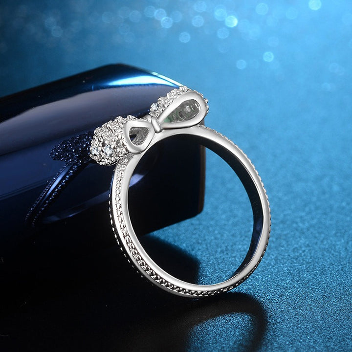 Sterling Silver Bow Ring with Pavé Stones | Elegant Sparkle for Everyday Wear