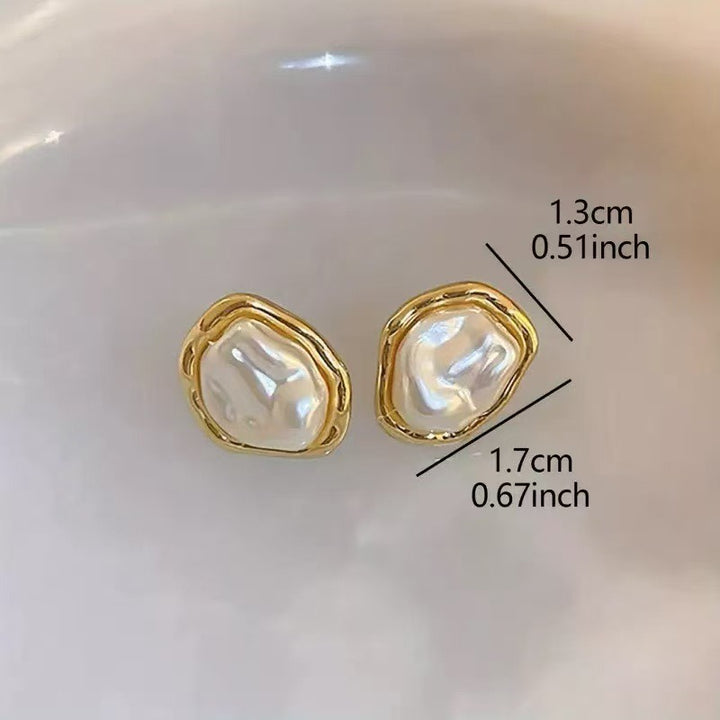 18K Gold Plated Freshwater Pearl Stud Earrings | Organic Shape | Minimal Elegance