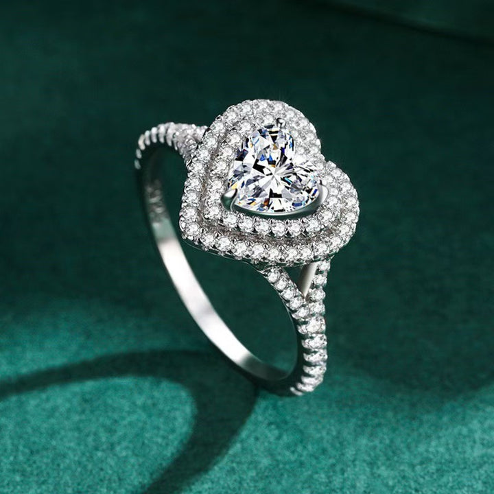 18K White Gold Heart-Cut Halo Open Ring | Eternal Love Collection