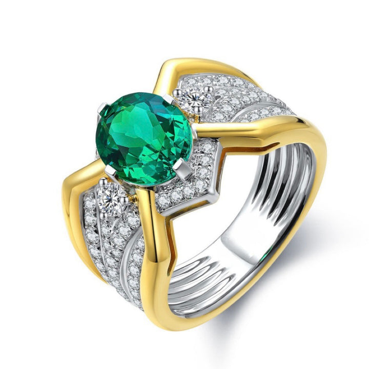 Square Court 18K Gold Rectangular Gemstone Ring