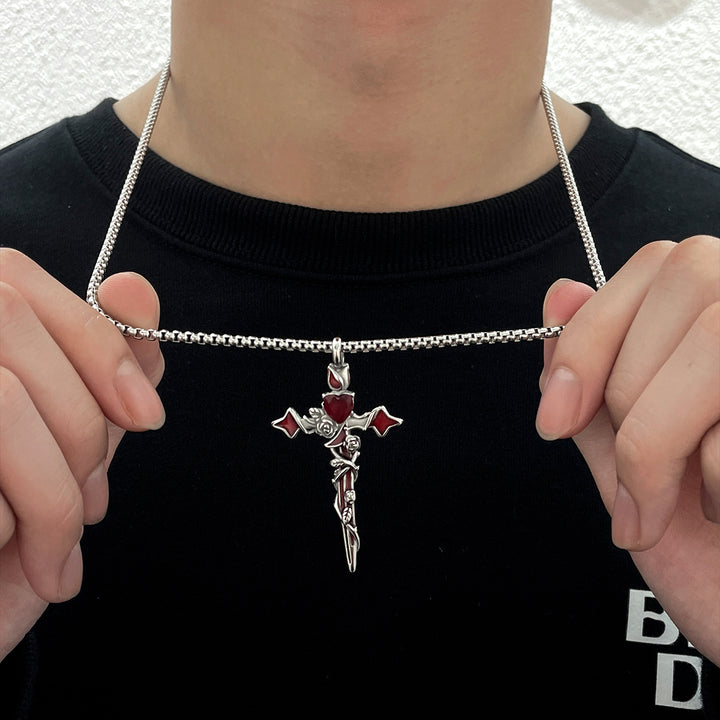 Dark Romantic Cross & Heart Necklace
