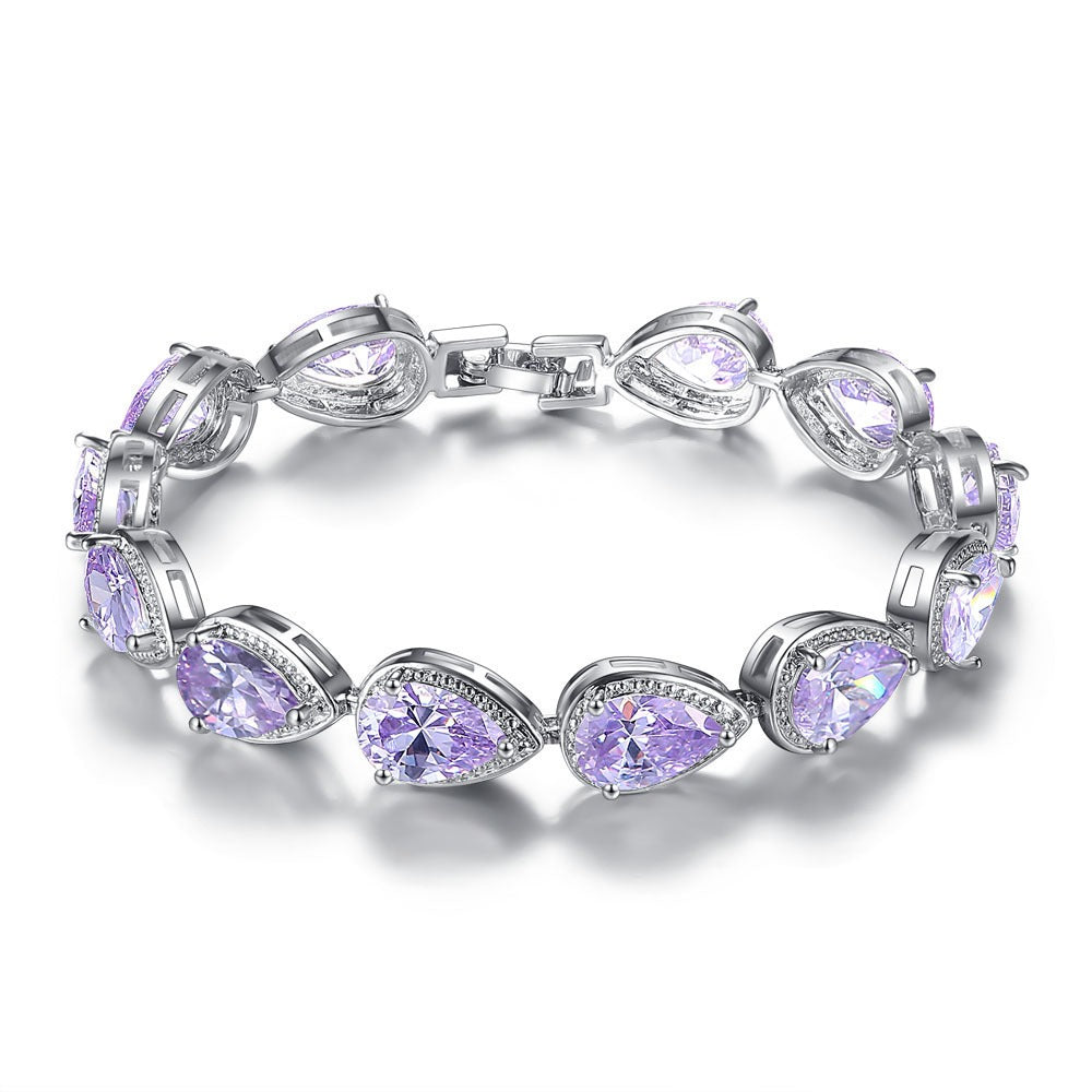 Pear Shine Starburst Sterling Silver Multi-Color Pear-Cut Gemstone Bracelet