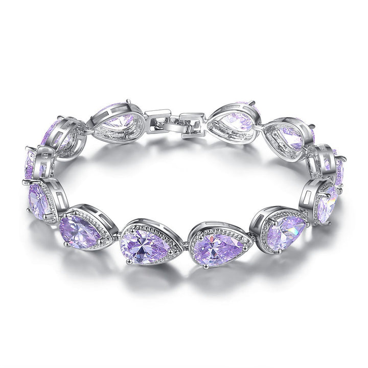 Pear Shine Starburst Sterling Silver Multi-Color Pear-Cut Gemstone Bracelet