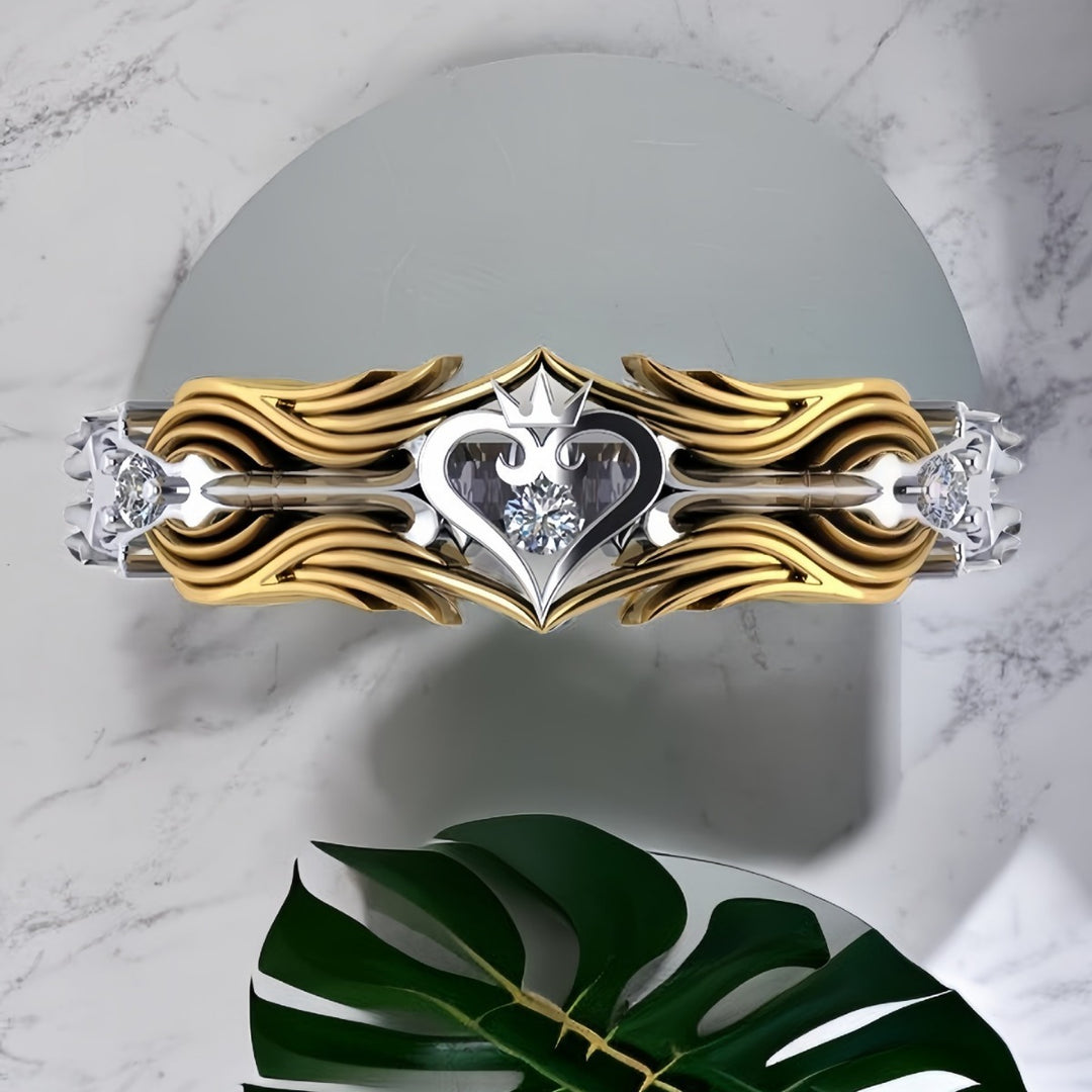 Flame Heart Gilded 18K Gold Two-Tone Heart Diamond Ring