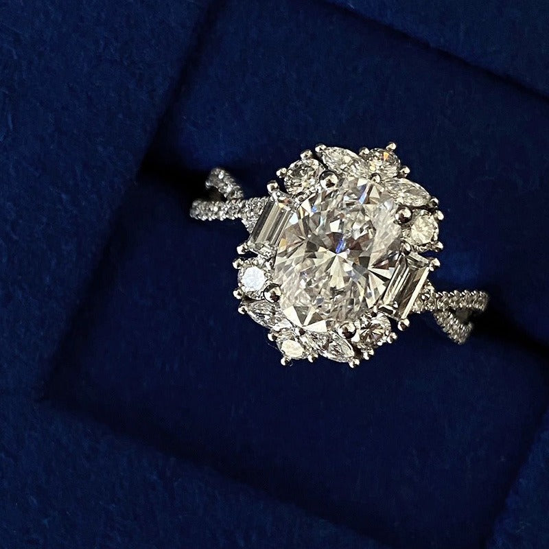 S925 Sterling Silver Paved Halo Open Ring｜Dazzling Luxury for Your Fingertips