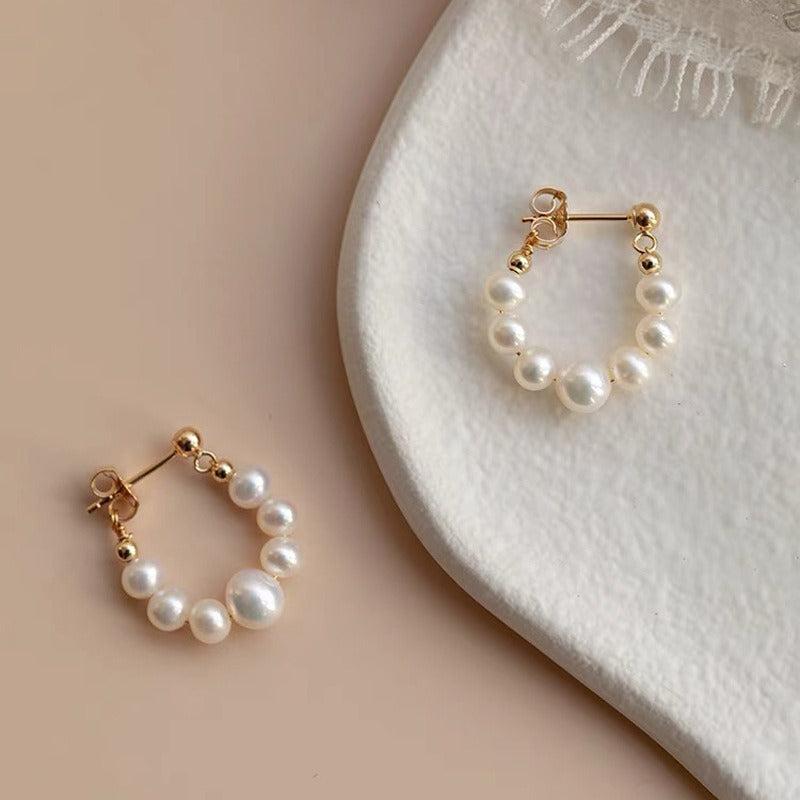 Gilded Elegance Pearl Square Stud Earrings｜Vintage Grace for Your Ears（2PSC）