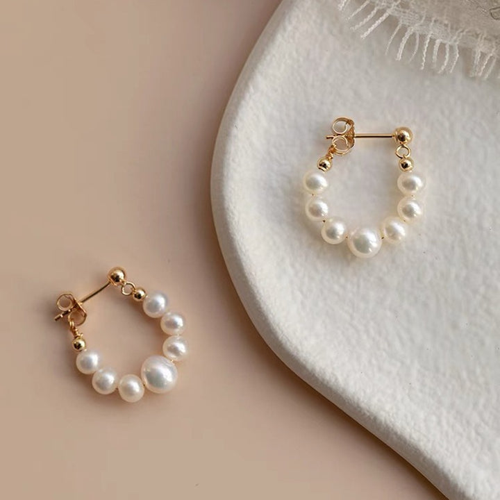 Gilded Elegance Pearl Square Stud Earrings｜Vintage Grace for Your Ears（2PSC）