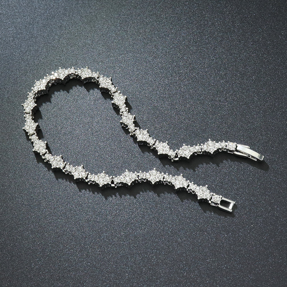 Two-Tone (Gold & Silver) Full Pavé-Set Starburst Bracelet