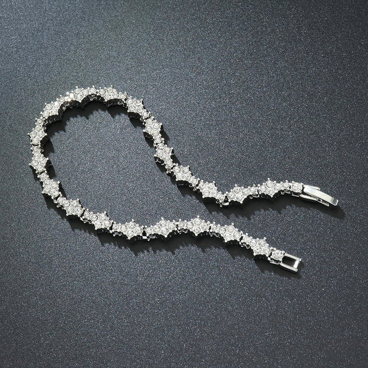 Two-Tone (Gold & Silver) Full Pavé-Set Starburst Bracelet