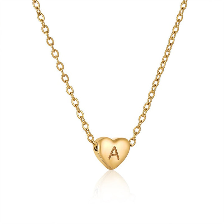 26 Letters Optional Heart Necklace - Women's Light Luxury Romantic Heart-Shaped Letter Accessory