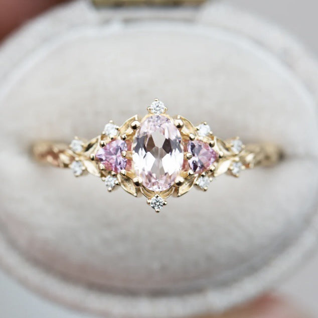 Vintage Pink Gem Gold Ring