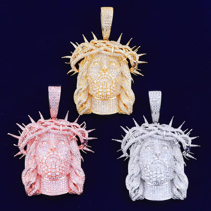 Hip-Hop Full-Diamond Jesus Head Necklace