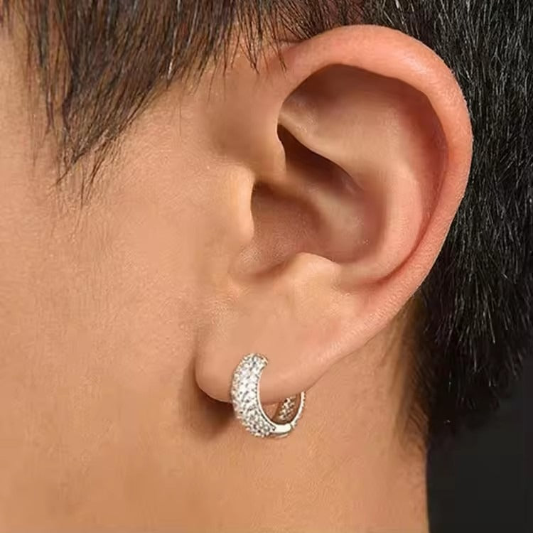 Full-Diamond Hoop Earrings - S925 Silver Plated 18K Gold Light Luxury Daily Earrings