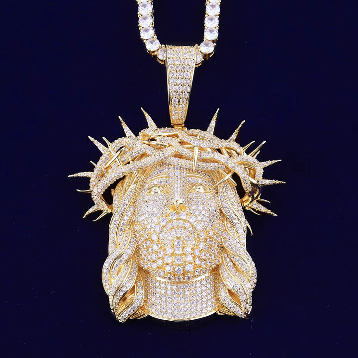 Hip-Hop Full-Diamond Jesus Head Necklace