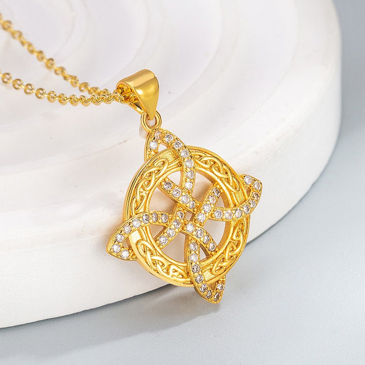 Dual-Color Diamond-Paved Hollow Necklace - S925 Silver Plated 18K Gold Light Luxury Niche Pendant European