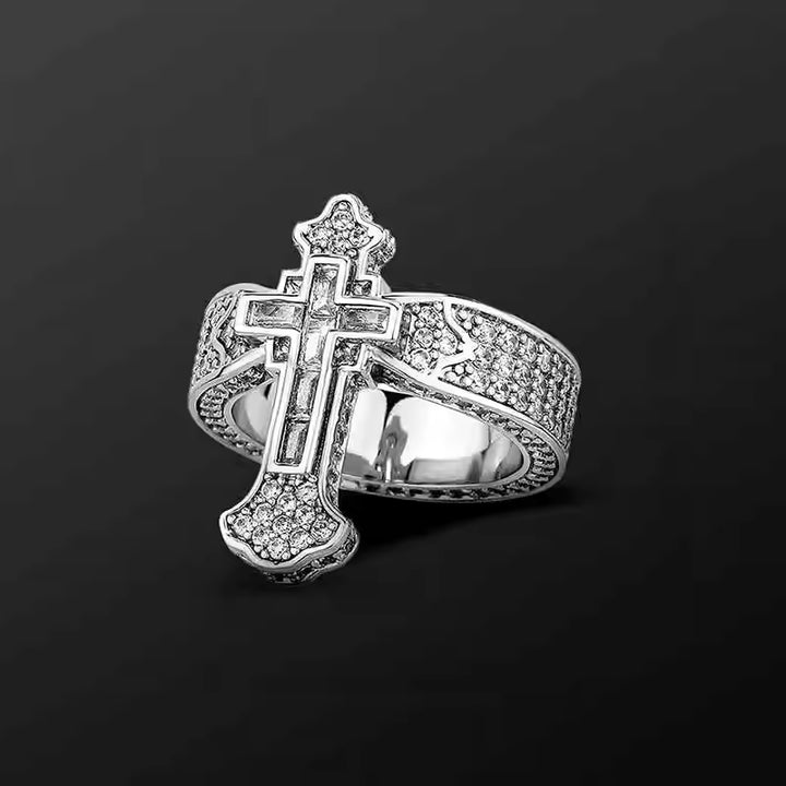 Full-Diamond Cross Ring (Gold/Silver Version)