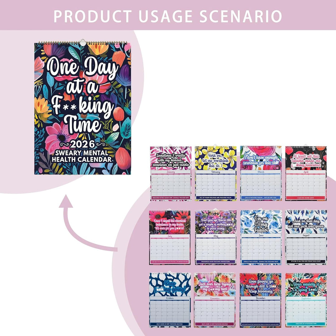 📆2026 Sweary Humorous Wall Calendar | Mental Health 2026 Calendar
