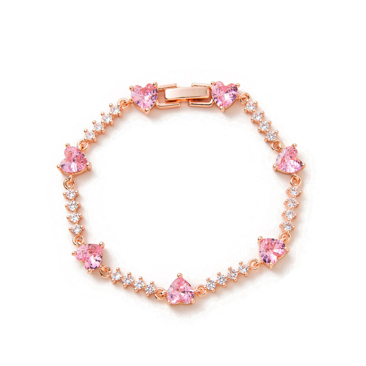 Girlish Heart Light Luxury Pink Heart Diamond-Inlaid Bracelet