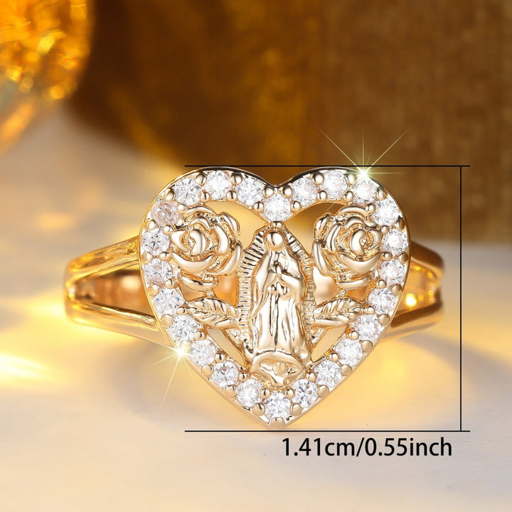Gilded Madonna Grace 18K Gold Virgin Mary Relief Ring Sacred Tenderness for Your Fingertips