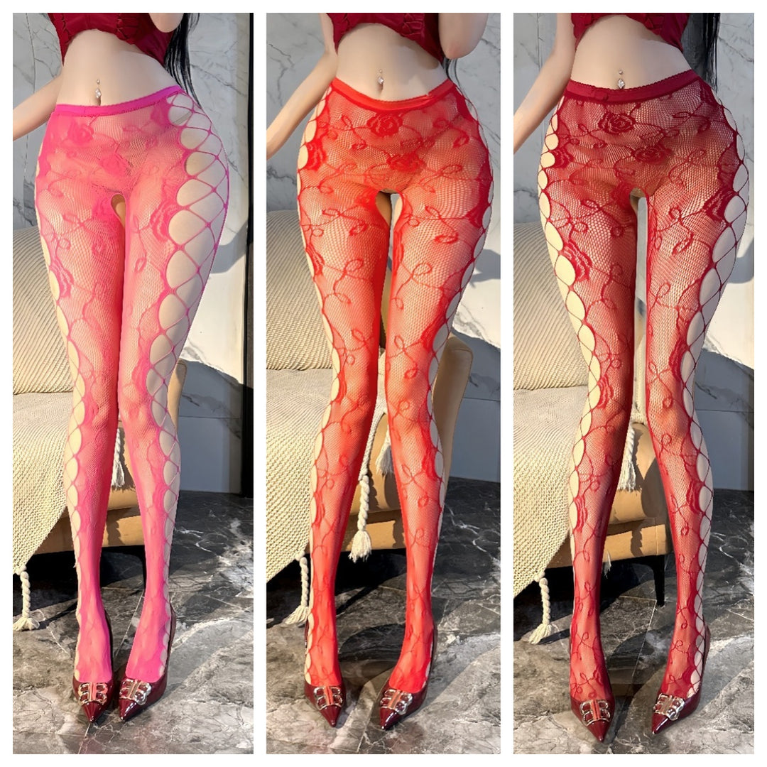 Sexy Open-Crotch Lace Fishnet Tights
