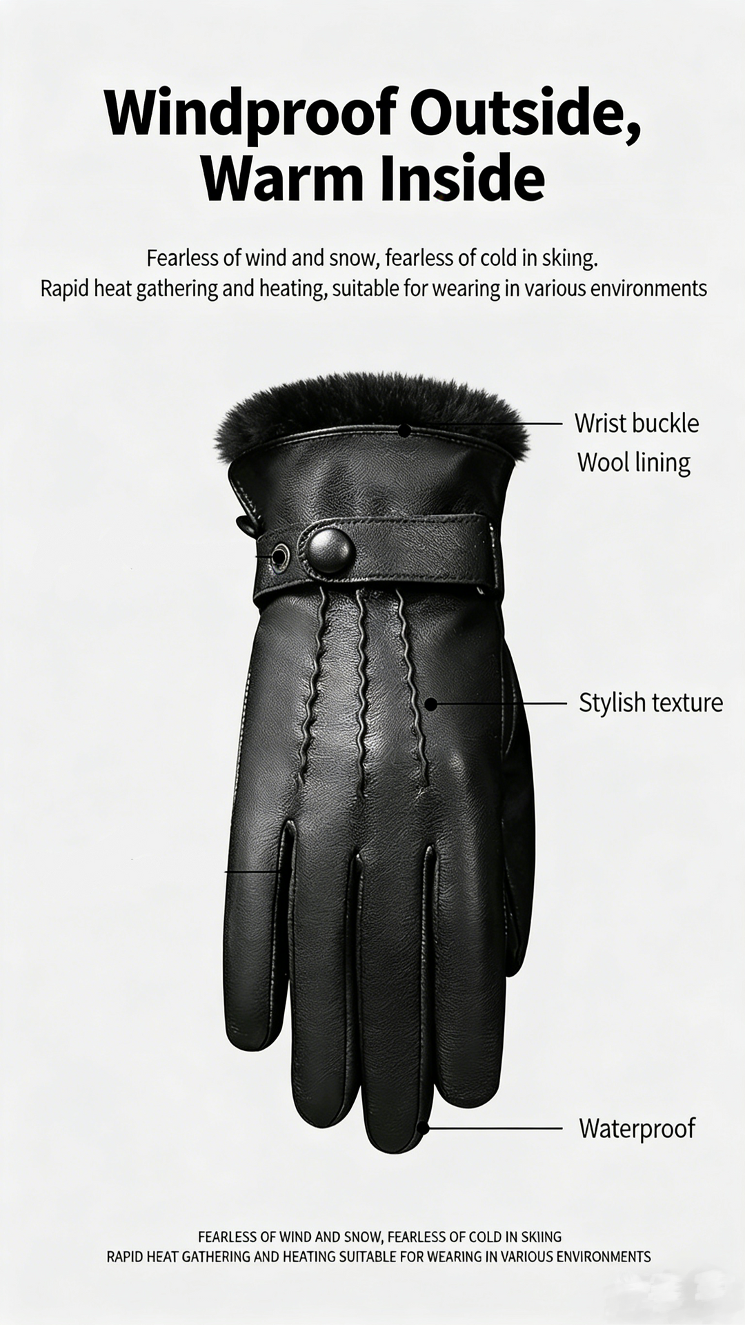 Luxury Wool & Sheepskin Thermal Gloves | Windproof, Waterproof & Heat-Locking, High-End Winter
