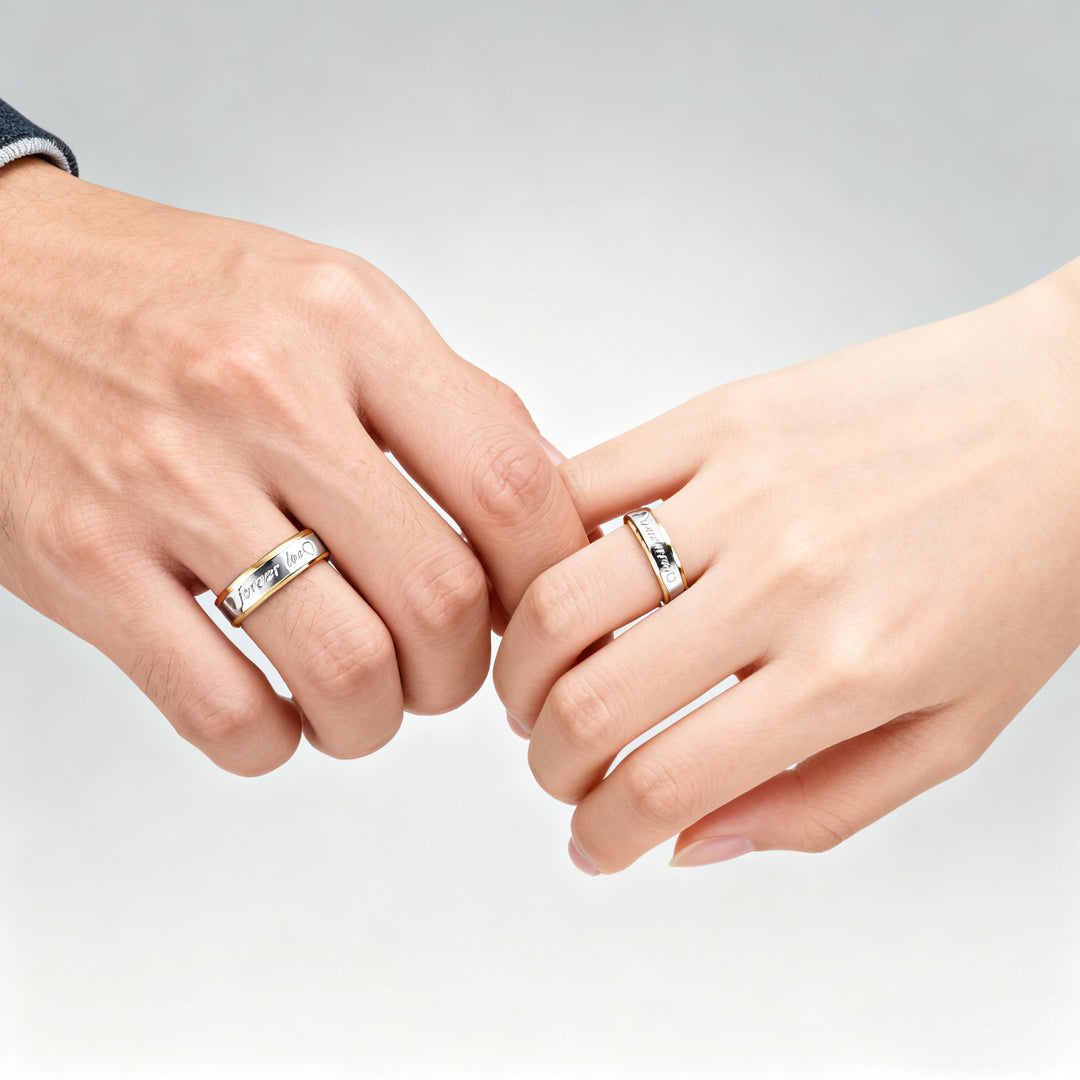 "Forever Love" Two-Tone Couple Ring（Free shipping on a pair of rings）