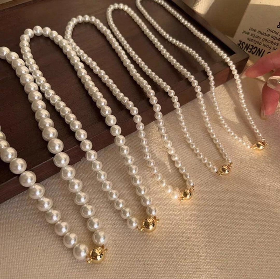 18K Gold Multi-Size Full Pearl Clasp Freshwater Pearl Choker