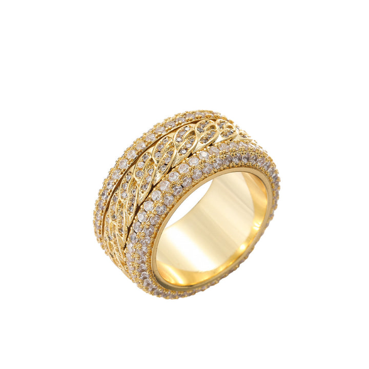 Light luxury full diamond carved ring (silver/gold dual color version)