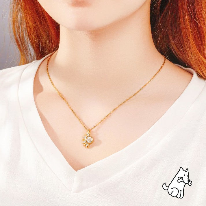 Sun and Moon Diamond-Inlaid Gold and Silver Two-Tone Necklace