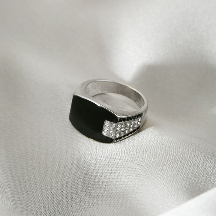 18K Gold Black Onyx Signet Ring | Classic Geometric Men's Ring