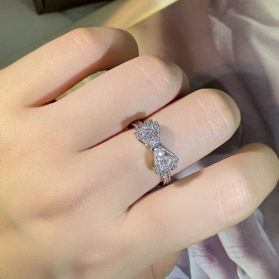Sterling Silver Bow Ring with Pavé Stones | Elegant Sparkle for Everyday Wear