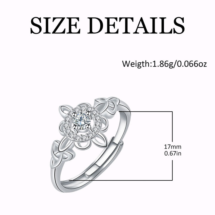 Celtic Witch Protection Sterling Silver Ring with Diamond Accents
