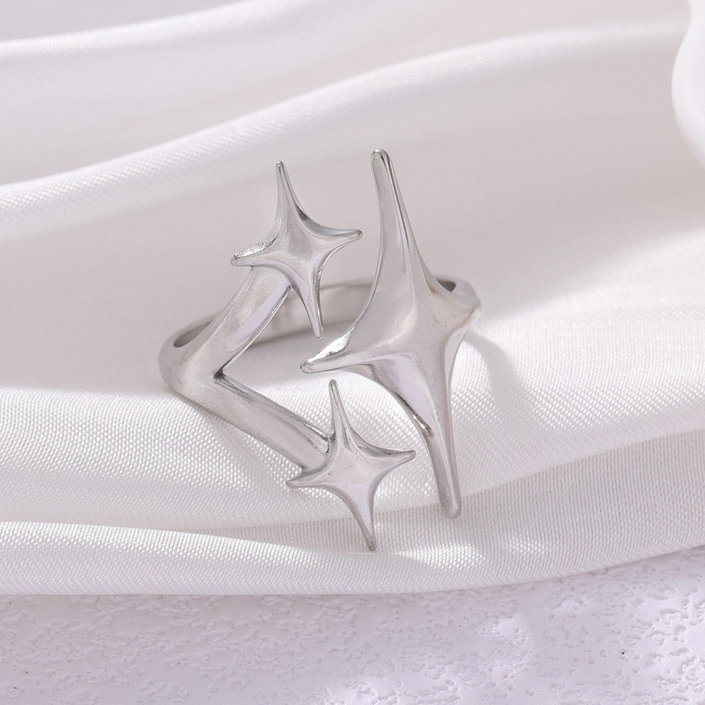 Gold/Silver Two-Color Fashion Band 3D Starburst Ring