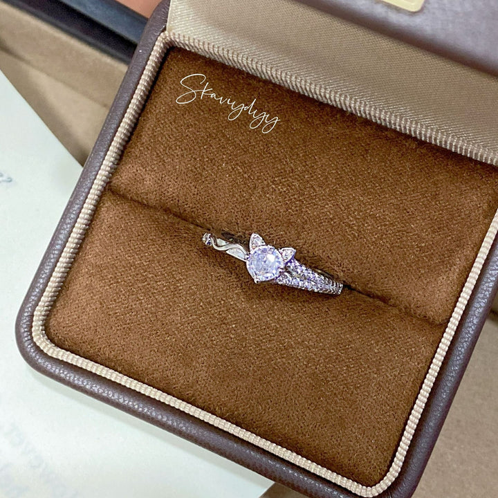 Moissanite White Gold Ring with Bow Design | Brilliant & Romantic Statement Ring