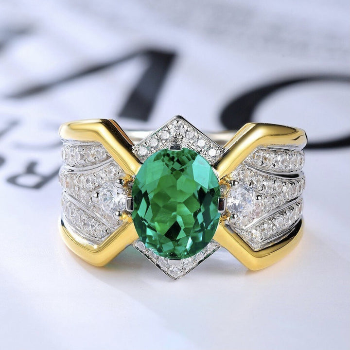 Square Court 18K Gold Rectangular Gemstone Ring